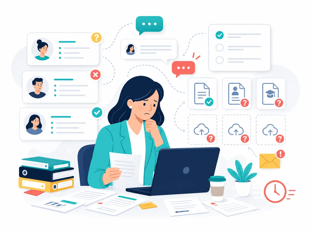 Ilustrasi proses onboarding manual yang bolak-balik