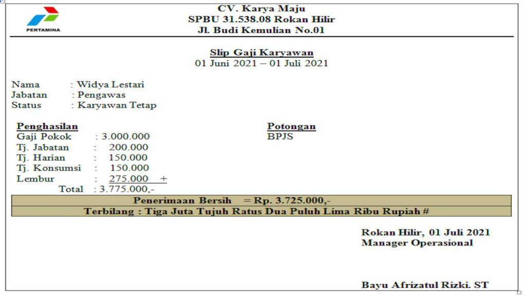 contoh slip gaji karyawan, 11 Contoh Slip Gaji Karyawan yang Sederhana dan Lengkap