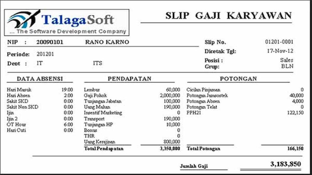 contoh slip gaji karyawan, 11 Contoh Slip Gaji Karyawan yang Sederhana dan Lengkap