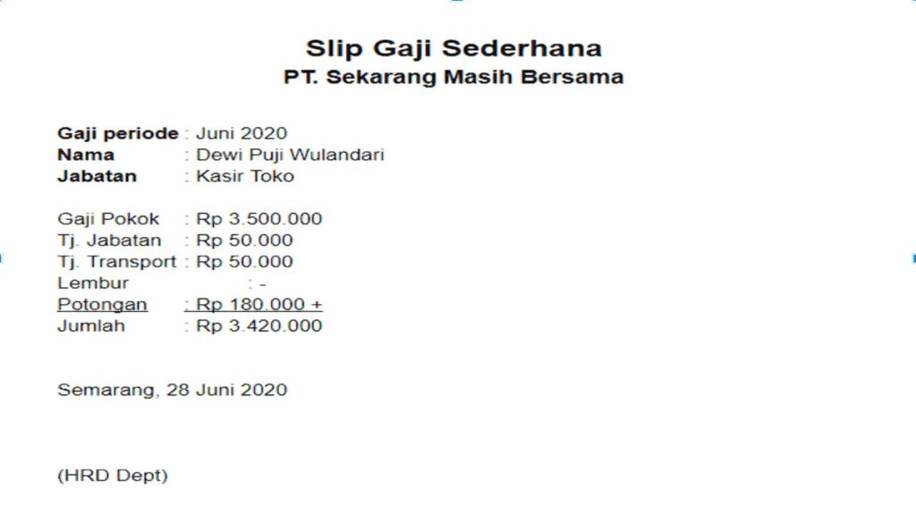 contoh slip gaji karyawan, 11 Contoh Slip Gaji Karyawan yang Sederhana dan Lengkap